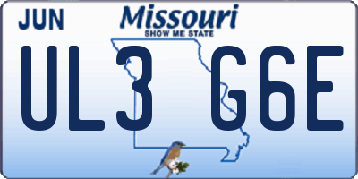 MO license plate UL3G6E