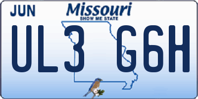 MO license plate UL3G6H