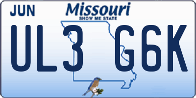 MO license plate UL3G6K