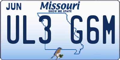 MO license plate UL3G6M