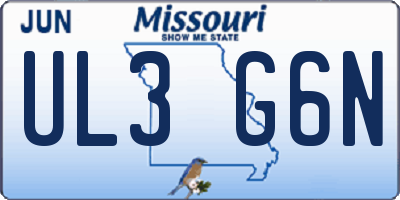 MO license plate UL3G6N