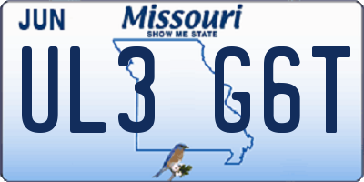 MO license plate UL3G6T