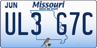 MO license plate UL3G7C