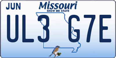 MO license plate UL3G7E
