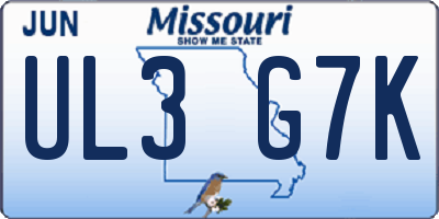 MO license plate UL3G7K