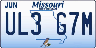 MO license plate UL3G7M