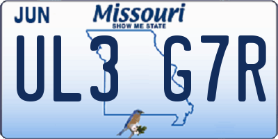 MO license plate UL3G7R