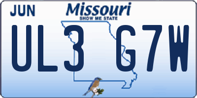 MO license plate UL3G7W