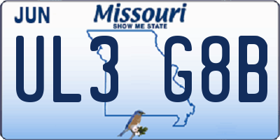 MO license plate UL3G8B