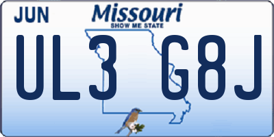 MO license plate UL3G8J