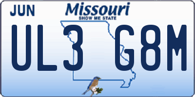 MO license plate UL3G8M