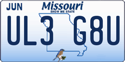 MO license plate UL3G8U