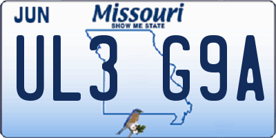 MO license plate UL3G9A