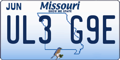 MO license plate UL3G9E