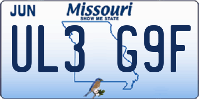 MO license plate UL3G9F