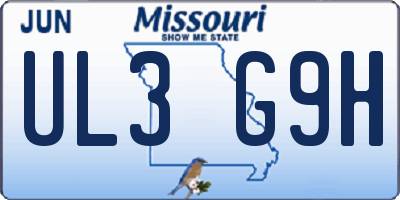 MO license plate UL3G9H