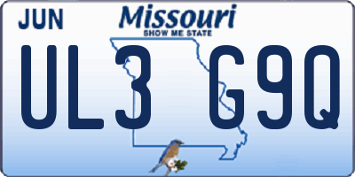 MO license plate UL3G9Q