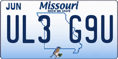 MO license plate UL3G9U