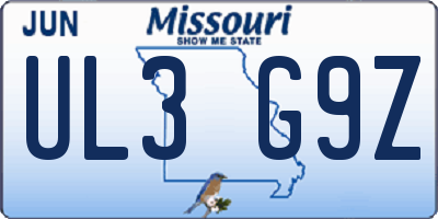MO license plate UL3G9Z