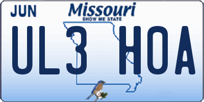 MO license plate UL3H0A