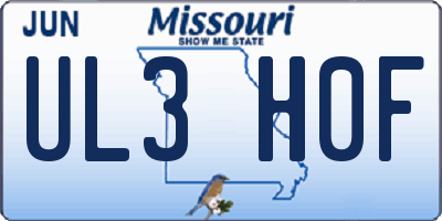 MO license plate UL3H0F