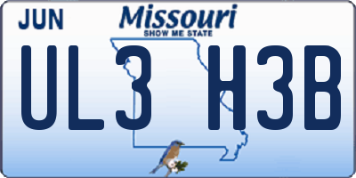 MO license plate UL3H3B