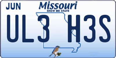 MO license plate UL3H3S