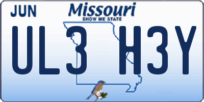 MO license plate UL3H3Y