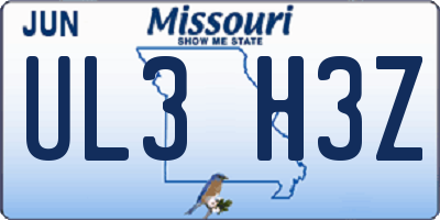 MO license plate UL3H3Z