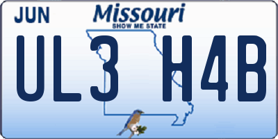 MO license plate UL3H4B