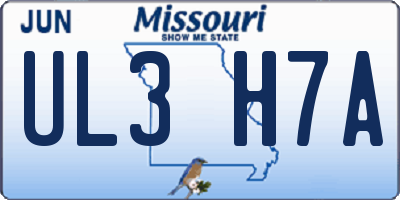 MO license plate UL3H7A