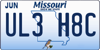 MO license plate UL3H8C