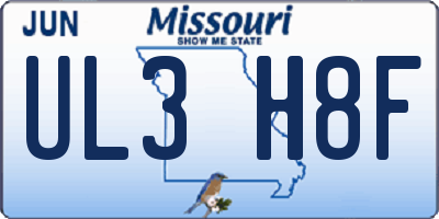 MO license plate UL3H8F