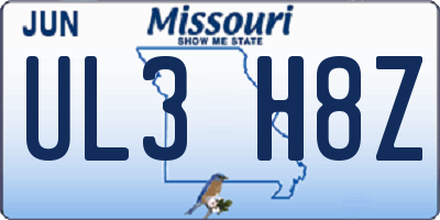 MO license plate UL3H8Z