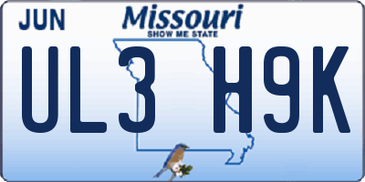 MO license plate UL3H9K