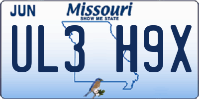 MO license plate UL3H9X
