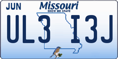 MO license plate UL3I3J