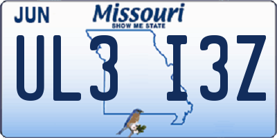 MO license plate UL3I3Z