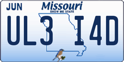 MO license plate UL3I4D