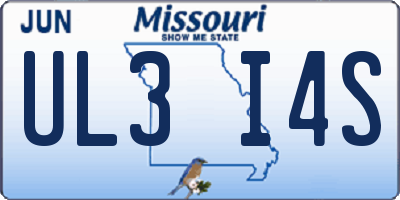 MO license plate UL3I4S
