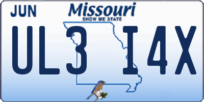 MO license plate UL3I4X