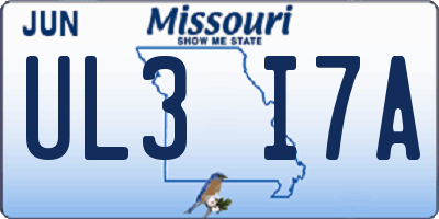 MO license plate UL3I7A