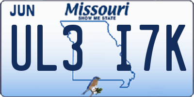MO license plate UL3I7K