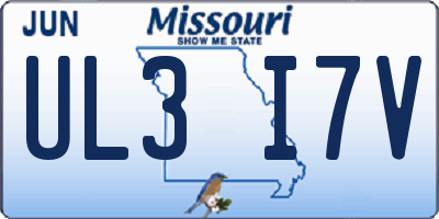 MO license plate UL3I7V