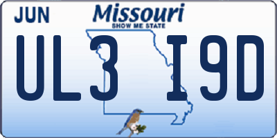 MO license plate UL3I9D