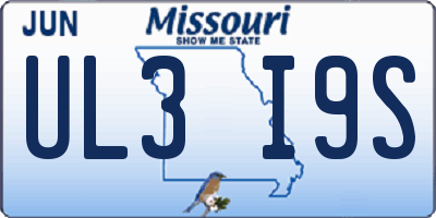 MO license plate UL3I9S