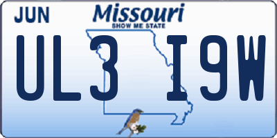 MO license plate UL3I9W