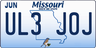 MO license plate UL3J0J