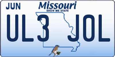 MO license plate UL3J0L