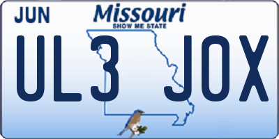 MO license plate UL3J0X